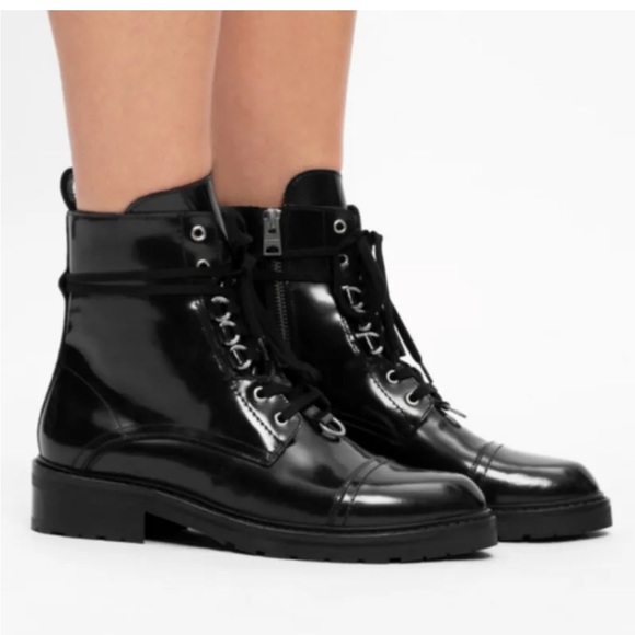 All Saints Shoes - All Saint Lira Women’s Leather Hiker Black Cargo Boots. Size 39